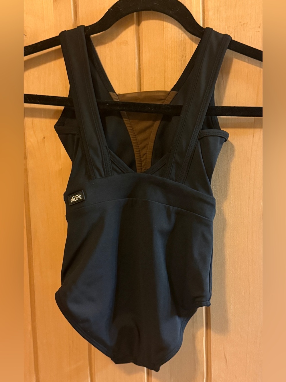 Tiger Friday child Large Girls Black One-Piece Leotard with Sheer V-Neck - Picture 3 of 9